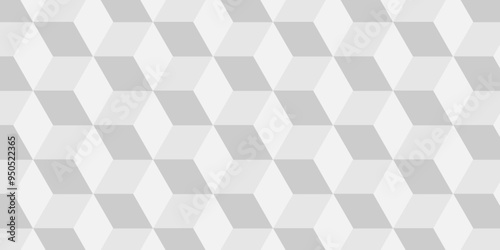 Minimal vector cube triangle geometric tile mosaic wall grid retro digital hexagon technology wallpaper background. white and gray block cube structure backdrop square triangle texture vintage design.