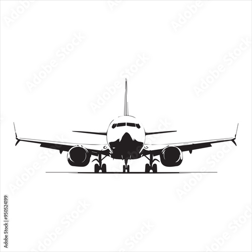 Black Silhouette Vector  airplane on the ground