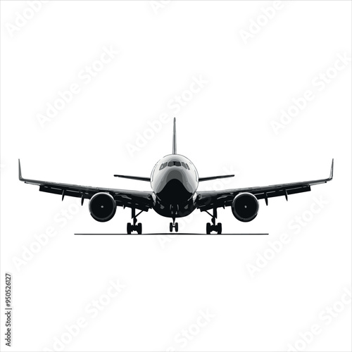 Black Silhouette Vector  airplane on the ground