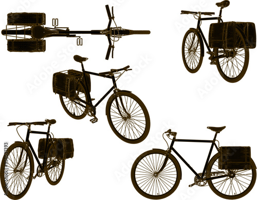 Sketch illustration silhouette vector image design of an old classic vintage ethnic bicycle from the era of struggle for collection