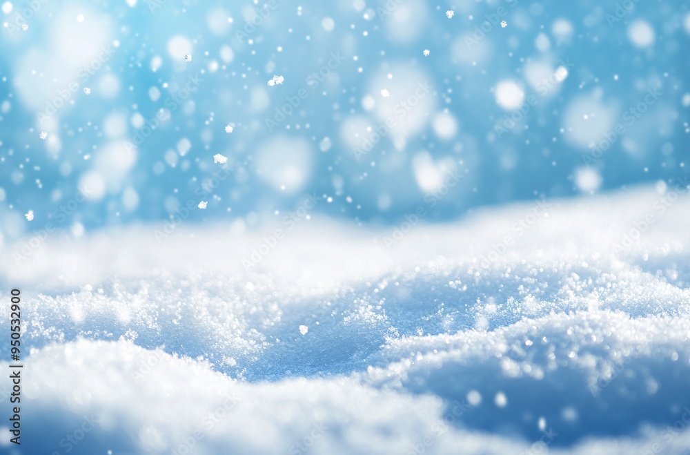 Fototapeta premium Winter Wonderland: Close-up of Fresh Snowflakes Against a Bright Blue Sky