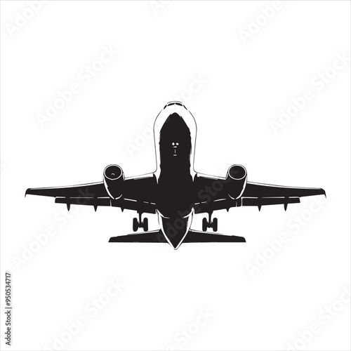 Black Silhouette Vector  airplane on the ground