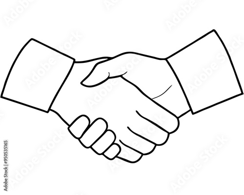 Handshake silhouette vector icon liner illustration, shaking hand logo design graphics on white background