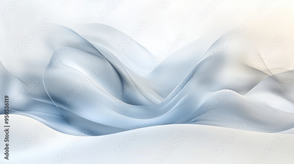 Obraz premium Abstract sign of spa therapy, with soft shapes and flowing lines, evoking a sense of dreamlike heaven on a white-light grey background
