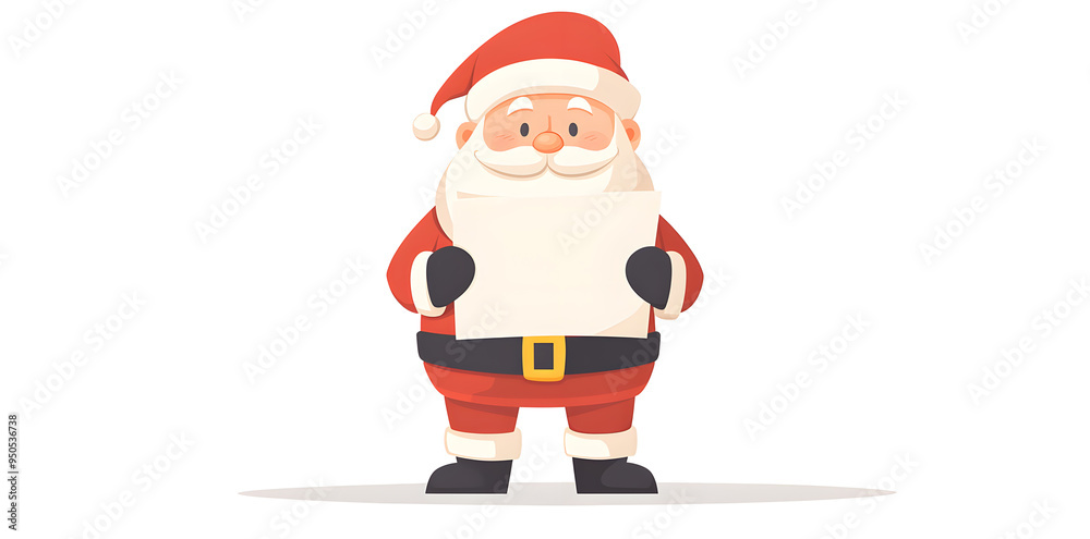 Cartoon illustration of Santa Claus holding empty paper or wish list isolated on white background. Merry Christmas and Happy New Year. Cartoon illustration of Santa Claus holding empty paper or wish list isolated on white background. Merry Christmas and Happy New Year.