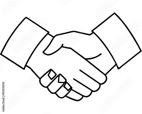 Handshake silhouette vector icon liner illustration, shaking hand logo design graphics on white background