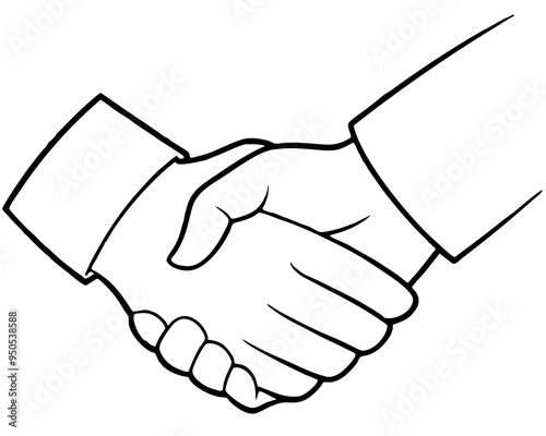 Handshake silhouette vector icon liner illustration, shaking hand logo design graphics on white background