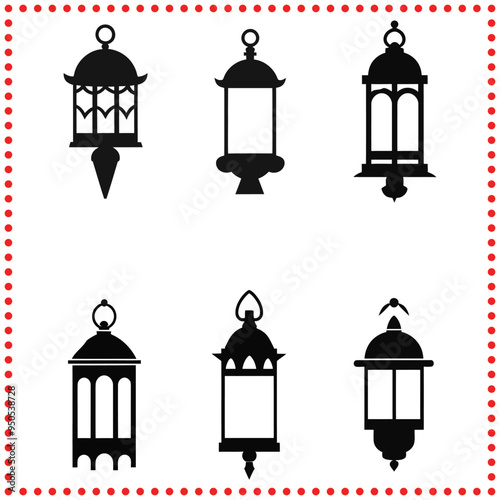 Classic Lantern Silhouette Vector for Vintage and Heritage Creations