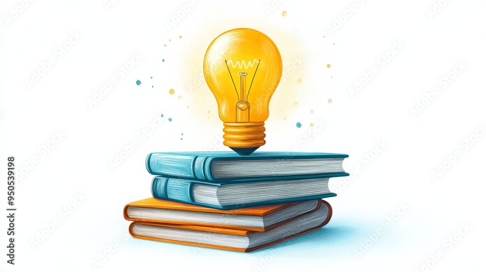 Illuminating Knowledge: A glowing light bulb perches atop a stack of colorful books, symbolizing the power of education and the brilliance of ideas. Illuminating Knowledge: A glowing light bulb perches atop a stack of colorful books, symbolizing the power of education and the brilliance of ideas.