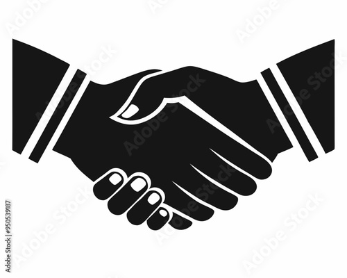 Handshake silhouette vector icon liner illustration, shaking hand logo design graphics on white background