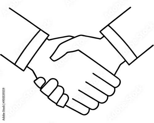 Handshake silhouette vector icon liner illustration, shaking hand logo design graphics on white background