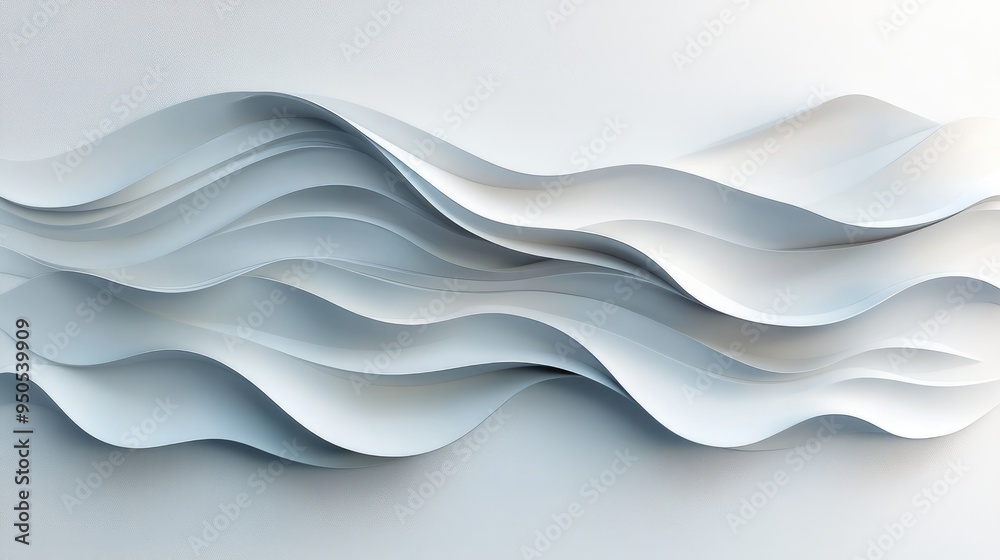 Obraz premium Dreamlike abstract sign for spa relaxation, with gentle waves and calming elements, creating a serene atmosphere on a white-light grey background