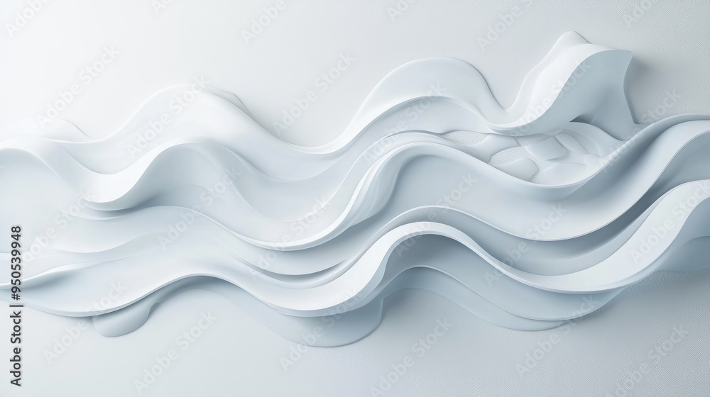 Obraz premium Dreamlike abstract sign for spa relaxation, with gentle waves and calming elements, creating a serene atmosphere on a white-light grey background