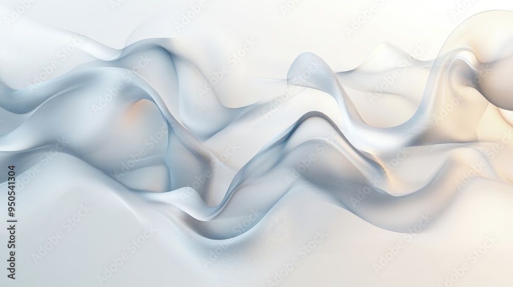 Obraz premium Serene abstract symbol for relaxation therapy, featuring soft shapes and a dreamlike feel, set against a dynamic white-light grey background