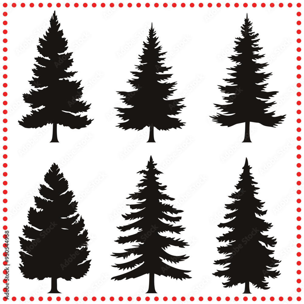 Stylized Pine Tree Silhouette Vector Collection for Nature Art and Design Stylized Pine Tree Silhouette Vector Collection for Nature Art and Design
