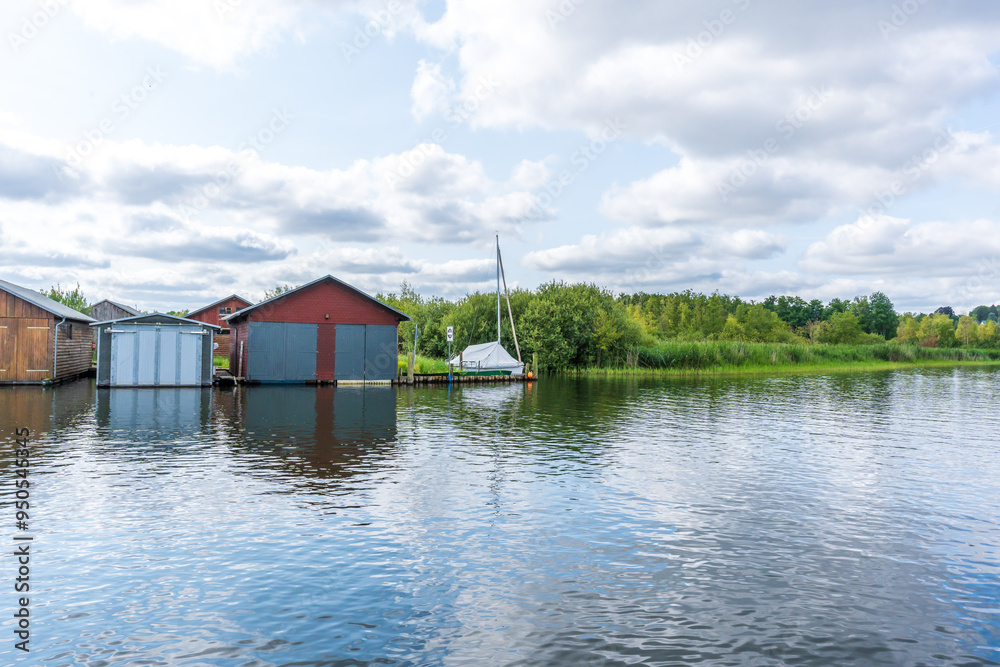 Obraz premium Boats on the River Elde in Plau am See