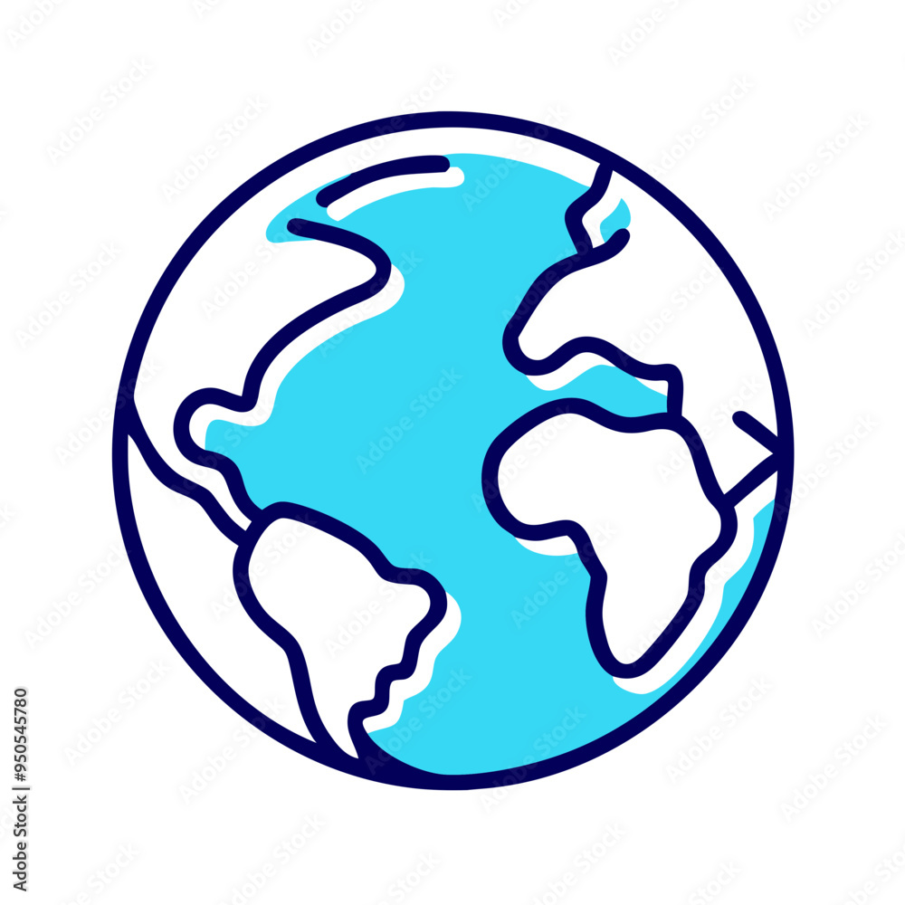 Earth Globe Showing Continents in Blue and White for Geographic Visualization Earth Globe Showing Continents in Blue and White for Geographic Visualization