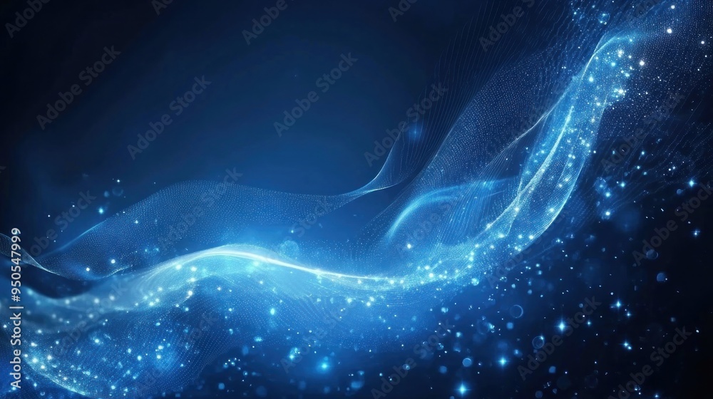 Abstract Blue Wave with Glowing Particles Abstract Blue Wave with Glowing Particles