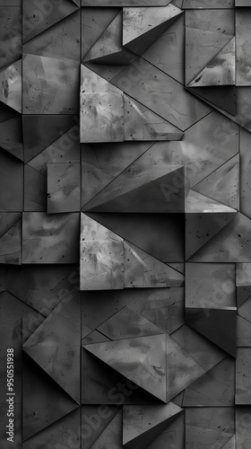 Wallpaper Mural A gray and black image of a wall with a lot of squares and triangles Torontodigital.ca
