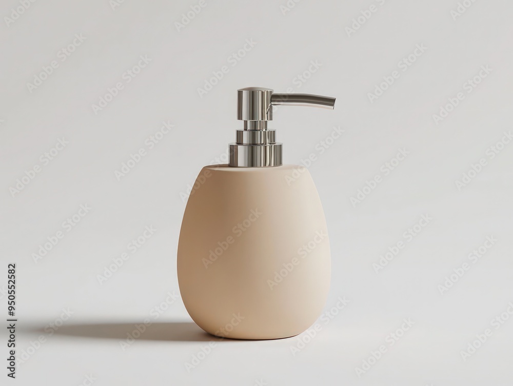 Fototapeta premium Soft pastel tan soap dispenser, 3D minimalist single vector illustration.