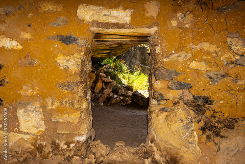 Ruins of Cliff Dwellings on The Canyon Rim Along The Island Trail, Walnut Canyon National Monument, Arizona, USA photo