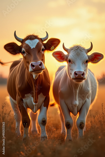 Zwei Kälber im Abendlicht