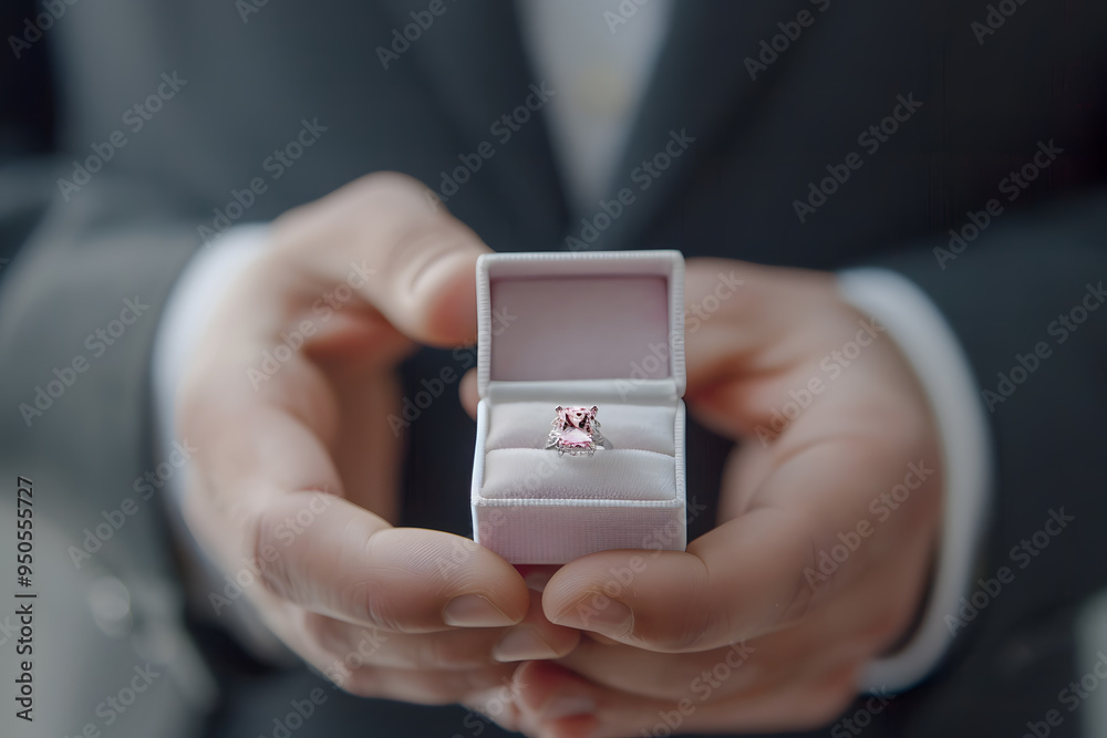 Pink Diamond Engagement Ring in Elegant Box, Luxury Jewelry and Proposal Concept Pink Diamond Engagement Ring in Elegant Box, Luxury Jewelry and Proposal Concept