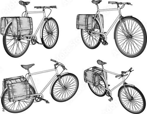 Sketch illustration silhouette vector image design of an old classic vintage ethnic bicycle from the era of struggle for collection