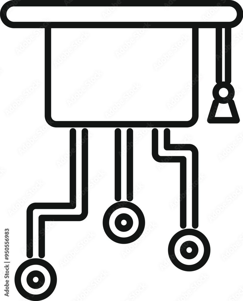 This icon of a graduation hat connected to circuits represents the concept of online education This icon of a graduation hat connected to circuits represents the concept of online education