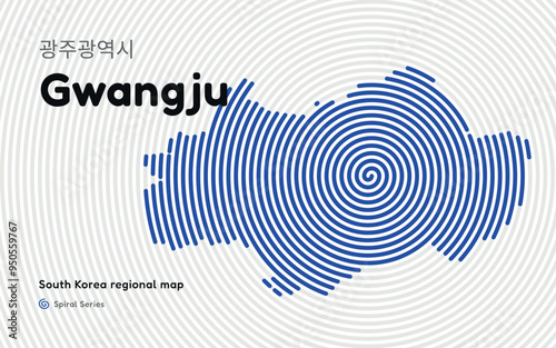 Creative Gwangju Map with Spiral Pattern. South Korea regional map series