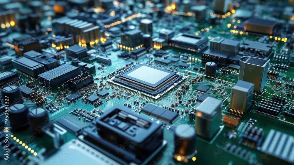 Closeup of a Circuit Board with a CPU in Focus Closeup of a Circuit Board with a CPU in Focus