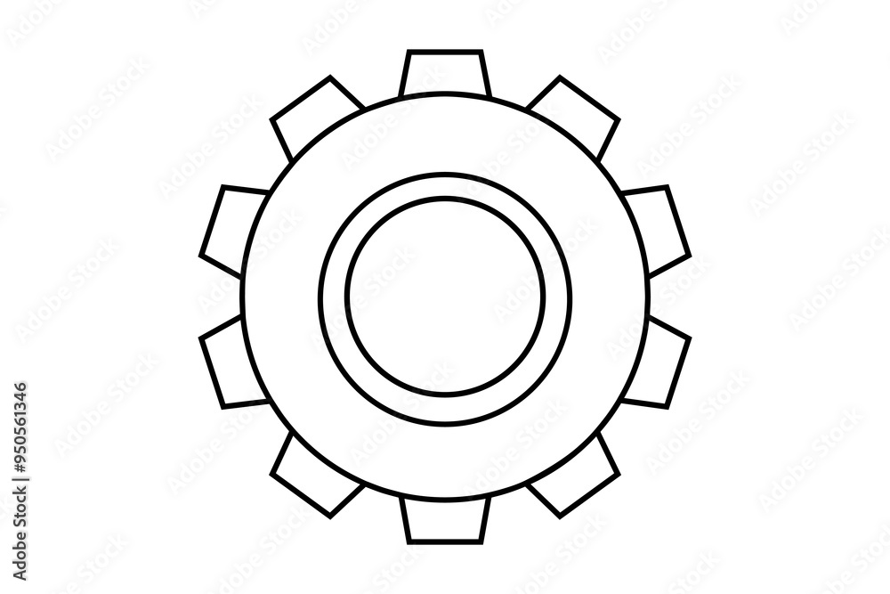 Hand drawn cute outline illustration gear. Flat vector mechanism part in line art doodle style. Support service icon. Settings or fix problem. Part or cog of team. Teamwork or cooperation. Isolated.