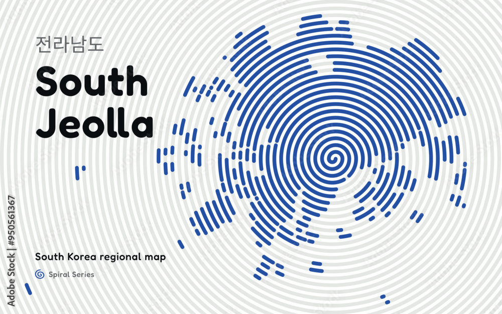 Creative South Jeolla Map with Spiral Pattern. South Korea regional map series Creative South Jeolla Map with Spiral Pattern. South Korea regional map series