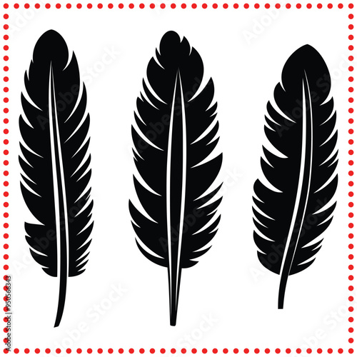 Black Feather Silhouette Vector for Ethereal and Mystical Themes