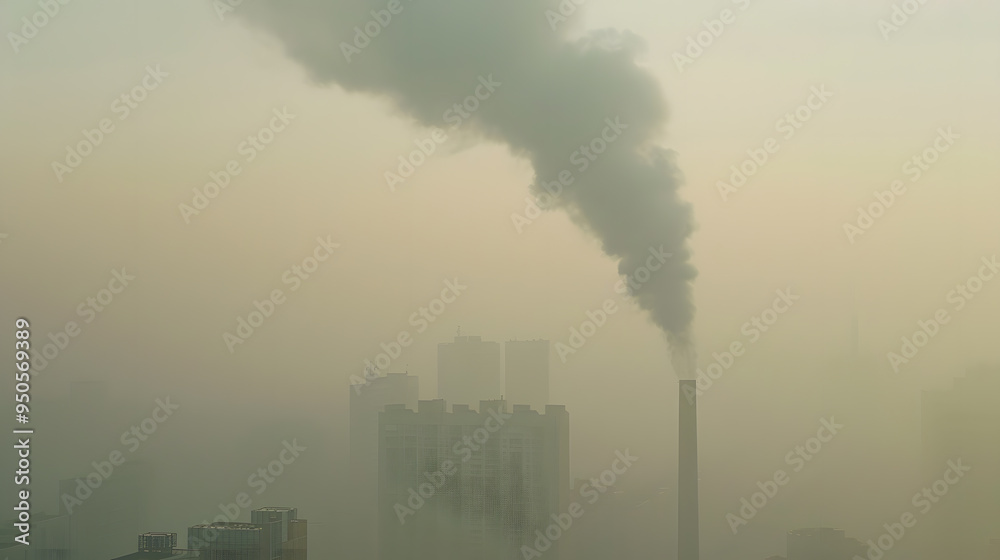 Obraz premium Heavy Air Pollution Outside – Urban Environment Impact and Environmental Awareness