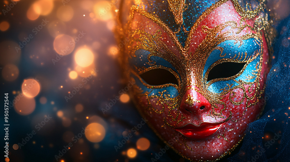 A vibrant and glamorous carnival party with a Venetian mask banner and defocused bokeh lights, creating a mysterious and entertaining atmosphere A vibrant and glamorous carnival party with a Venetian mask banner and defocused bokeh lights, creating a mysterious and entertaining atmosphere