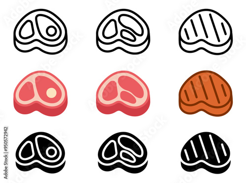 beef steak icon. BBQ symbol. Grilled meat sign. Raw meat pictogram.ribeye steak illustration.