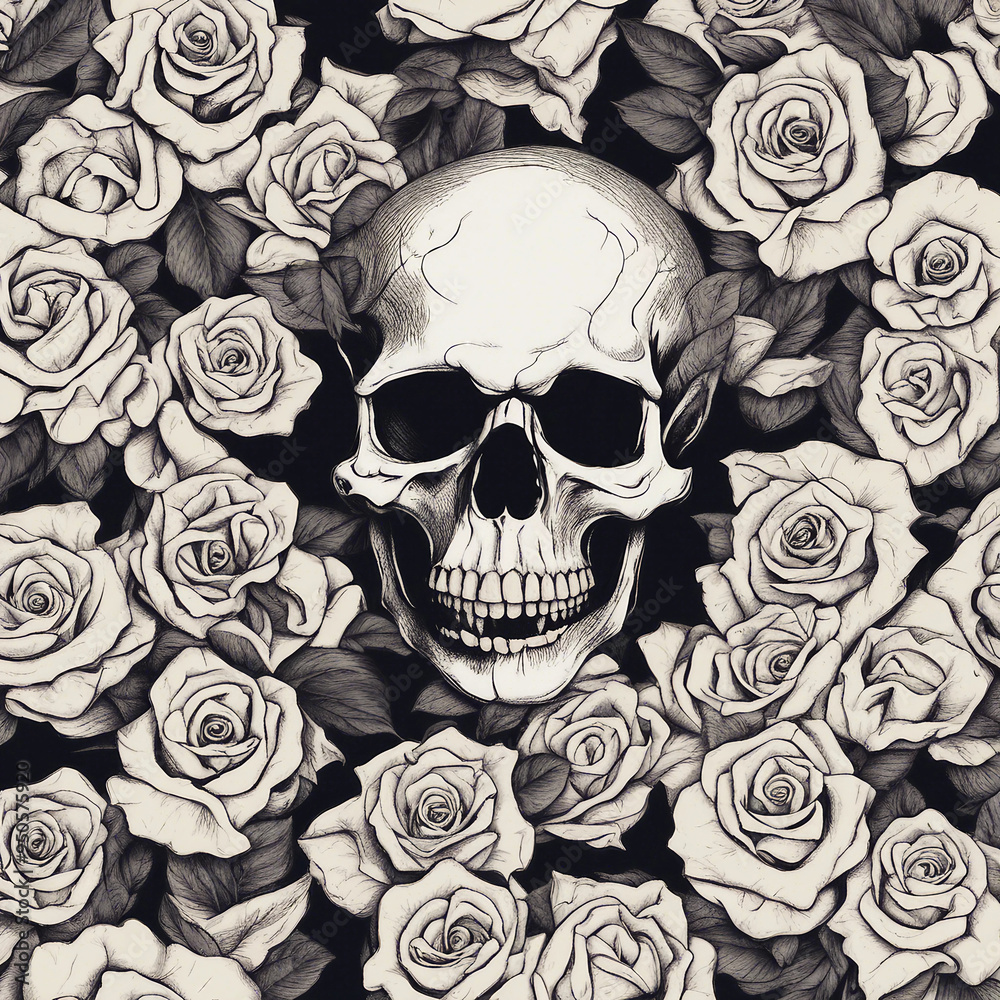 rose skull background rose skull background