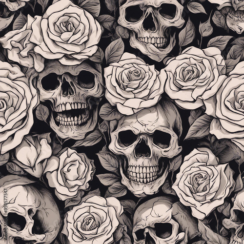 rose skull background