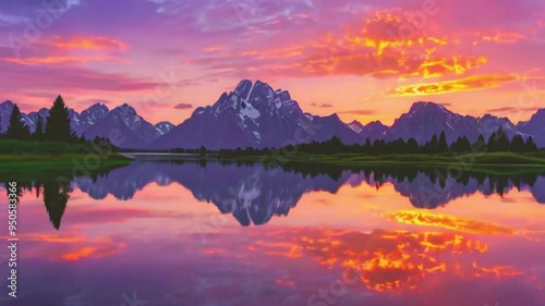 Wallpaper Mural Landscape Panorama Of Beautiful Mountains during Sunset Torontodigital.ca
