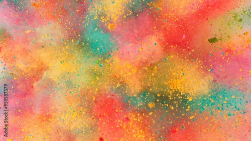 Colored powder explosion , top shot . Freeze motion.