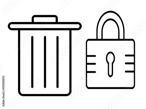 set of icons of lock,A lock and eraser is depicted 