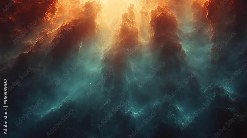 Abstract background of a vibrant orange and blue sky with clouds. Abstract background of a vibrant orange and blue sky with clouds.
