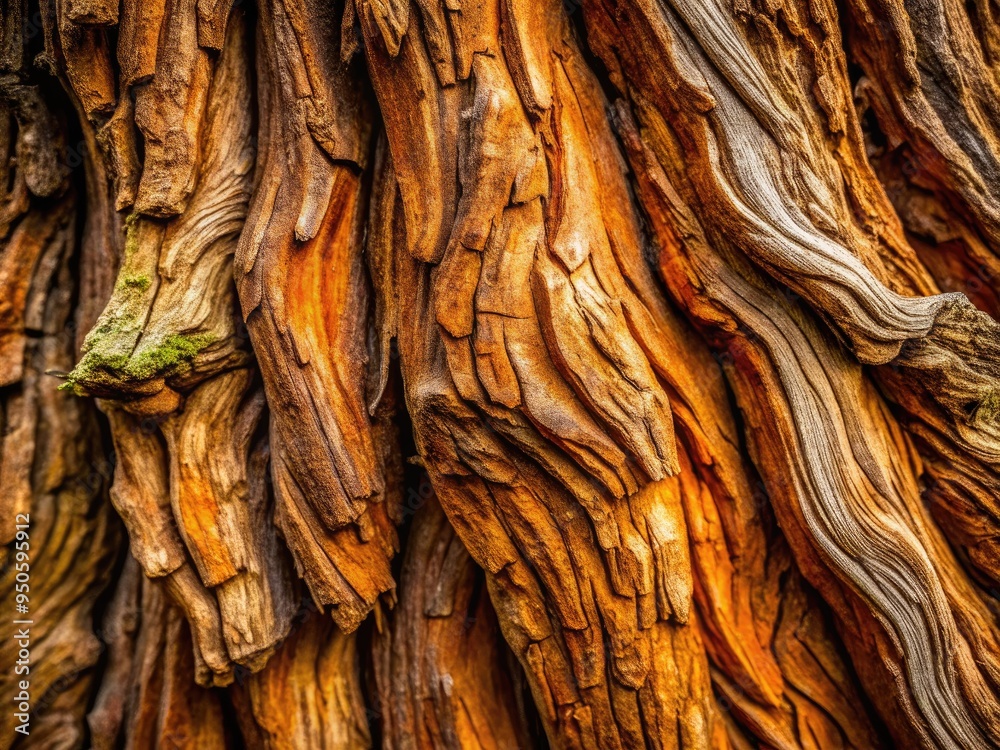 Φωτογραφία A close-up view of the intricate, layered texture of a ancient tree's bark, showcasing natural patterns, ridges, and grooves in high-definition macro photography
