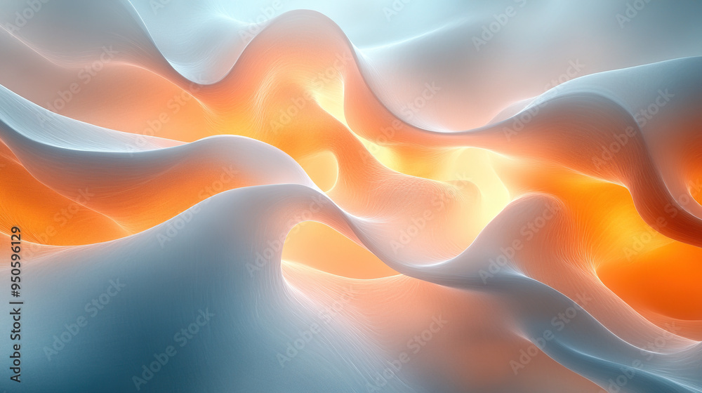 Fototapeta premium Abstract background with flowing, organic shapes in blue and orange hues.