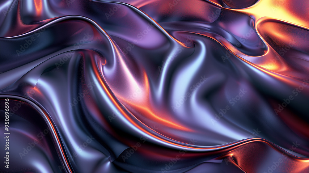 Obraz premium A purple and orange wave with a shiny, metallic look