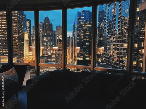 Chicago skyline from apartment  #950596540