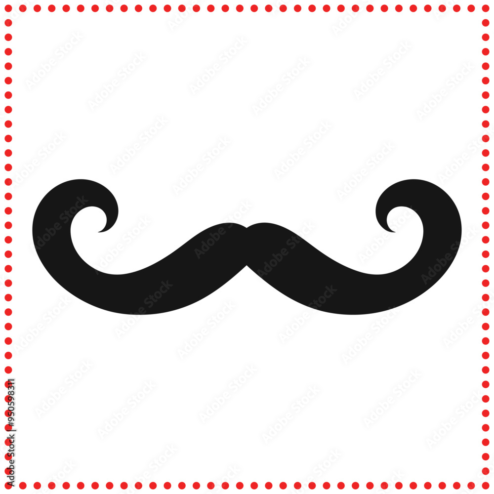 Elegant Silhouette of a Handlebar Mustache Vector Art for Retro and Hipster Styles Elegant Silhouette of a Handlebar Mustache Vector Art for Retro and Hipster Styles