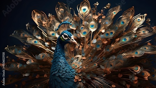 Gorgeous peacock. Generative computer based intelligence.