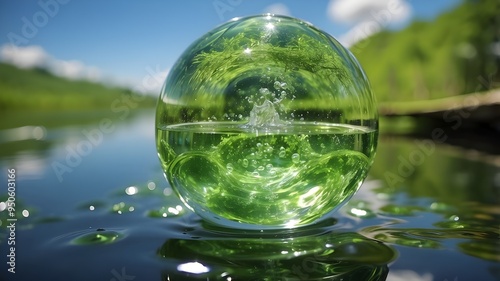 Artificial green hydrogen water element reflection